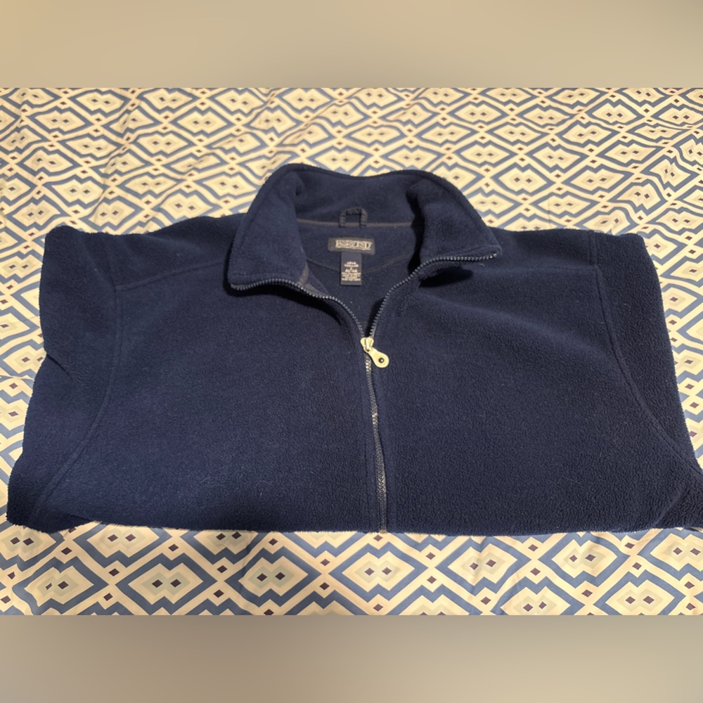 Lands' End Men's Dark Blue Fleece Zip-up